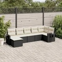 Set Divani da Giardino con Cuscini 7pz Nero Polyrattan 3220475