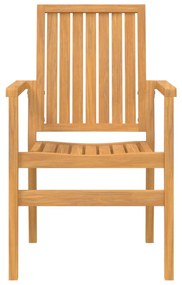 Sedie da Giardino Impilabili 6 pz 56,5x57,5x91 cm Massello Teak