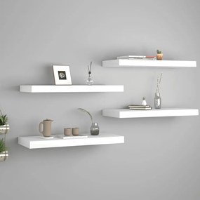 Scaffali A Parete 4 Pz Bianchi 60x23,5x3,8 Cm İn Mdf /