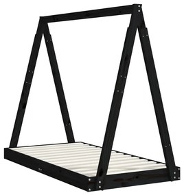 Giroletto per bambini nero 70x140 cm in legno massello di pino