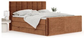 Letto boxspring arancione con contenitore 140x200 cm Ava – Maison de Rêve