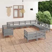 Set Salotto da Giardino 12 pz in Legno Massello di Pino Grigio 3083226