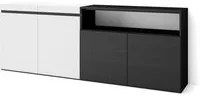 Credenza Mobile Cucina 200x75x35cmcon 4 Porte grande stoccaggio, Stile moderno colore Bianco e nero