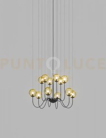 Puppet sospensione 12p ambra trasparente nero opaco 12 luci attacco...