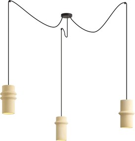 Lampada a sospensione retrò beige a 3 luci - Monti