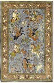 Ghom Tappeto 140x210 Blu (Iran) Annodato A Mano
