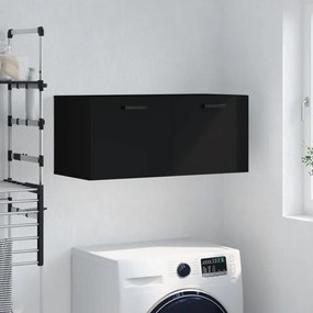 Mobile A Parete Nero 80x36,5x35 Cm İn Legno Multistrato /