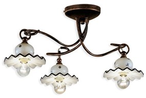 Plafoniera Classica Roma Metallo E Ceramica Nero Sfumato Rame 3 Luci E14