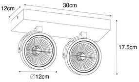 Faretto di design grigio regolabile 2 luci - Go
