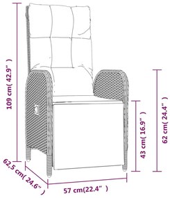 Set da Pranzo da Giardino 4 pz con Cuscini Nero in Polyrattan