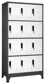 Armadietto Con Serratura Antracite E Bianco 90x45x180cm Acciaio /