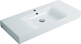 Lavabo sospeso rettangolare Cento 100cm H 10 x P 45 cm in ceramica bianco