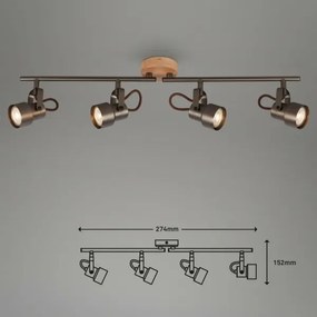 Briloner 2872-045 - Faretto LED TAHUN 4xGU10/5W/230V 3000K marrone