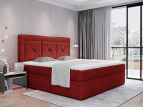 Letto matrimoniale boxspring Galizia - 160 x 200 cm , Tessuto rosso amarena