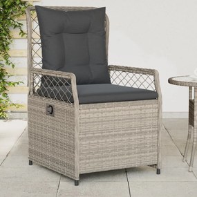 Sedie da giardino reclinabili 2 pz grigio chiaro polyrattan