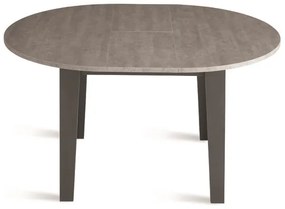 Tavolo tondo allungabile 155 cm con base metallo antracite e piano Cemento MODUS