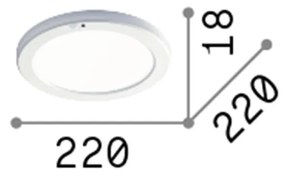 Plafoniera Moderna Aura Plastiche Nere Sensore Led 20W 3000K D22Cm