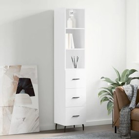 Credenza 34,5x34x180 cm in legno multistrato bianco lucido