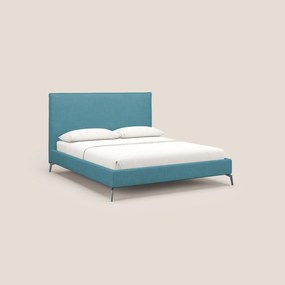 Iris letto imbottito con piedini neri sfoderabile in tessuto impermeabile T02 azzurro