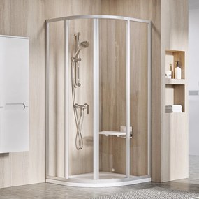 Ravak Supernova box doccia 80x80 cm semicircolare satinato opaca/vetro trasparente 3114OU02Z1