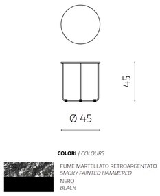 Tavolino tondo con piano vetro temperato effetto martellato Fumč JON 45