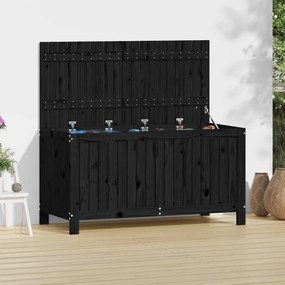 Contenitore Da Giardino Nero 121x55x64cm Legno Massello Di Pino /