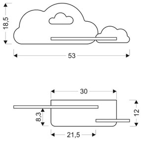 Applique LED per bambini con mensola CLOUD LED/5W/230V blu/bianco