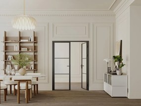 Blocco porta reversibile a due battenti H204 cm x L146 cm in Alluminio e Vetro temperato - MASERU