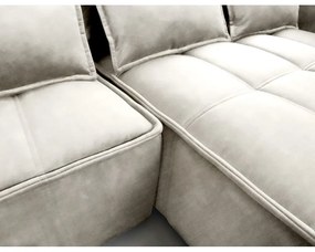 Divano angolare beige allungabile/con contenitore (con penisola a destra/con chaise lounge) e rivestimento in velluto Campo – ELTAP