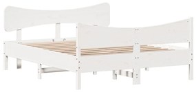 Giroletto con testiera bianco 160x200 cm legno massello di pino