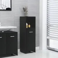 Armadio da Bagno Nero 30x30x95 cm in Truciolato 802589