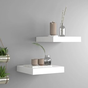 Scaffali A Parete 2 Pz Bianchi 23x23,5x3,8 Cm İn Mdf /