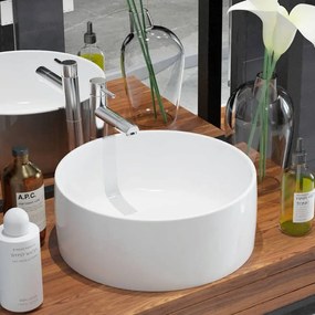 Lavandino Rotondo İn Ceramica Bianca 40 X 15 Cm /