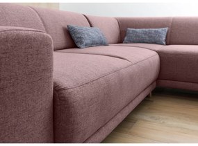 Divano angolare rosa allungabile e con contenitore (con penisola a destra/a L) Classy Sophie – Miuform