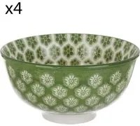 Set 4 coppette fiori geometria verde porcellana Hanami