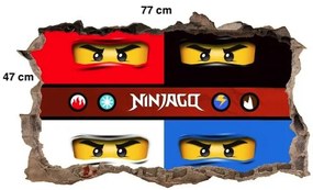 Adesivo moderno per bambini con personaggi ninja go 74 x 120 cm