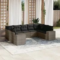 Set Divano da Giardino 9 pz con Cuscini Grigio in Polyrattan 3255337