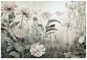 Carta da parati autoadesiva – Fiori avvolti dalla natura con contrasto beige