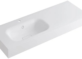 Lavabo integrale rettangolare vasca a sinistra L 120.5 x H 15 x P 46 cm in resina bianco