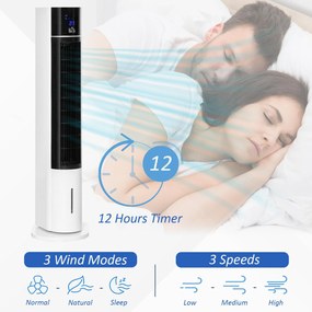 Raffrescatore Ventilatore Evaporativo 3 Litri 60W con Telecomando Bianco...