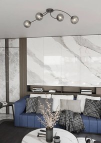 Lampada da soffitto in acciaio e vetro VIBRA 4 da interno 4xE14