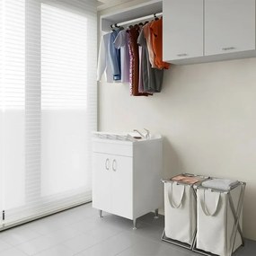 Mobile lavatoio 60 x 50 in legno nobilitato con asse e kit di scarico incluso Fedra