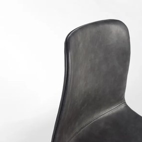 Sedia Da Interno In Ecopelle Antracite Vintage Senza Braccioli Kyra Bizzotto - 4 Pz