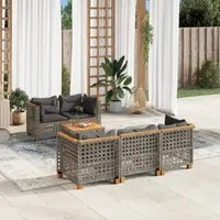 Set Divano da Giardino 6 pz con Cuscini Grigio in Polyrattan 3261735