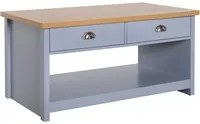 EASYCOMFORT Tavolino da Caff con Maniglie, 2 Cassetti e 1 Ripiano Aperto in MDF, 99x55x50.5cm