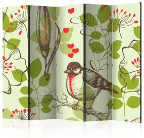 Paravento Bird and lilies vintage pattern II [Room Dividers]