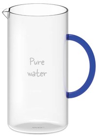 WD Lifestyle Caraffa in vetro borosilicato e manico blu e scritta decorativa "Pure water"