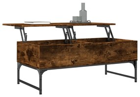 Tavolino Salotto Rovere Fumo 100x50x40cm Multistrato e Metallo