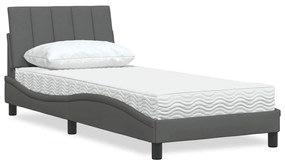 Letto Con Materasso Grigio Scuro 90x190 Cm İn Tessuto /