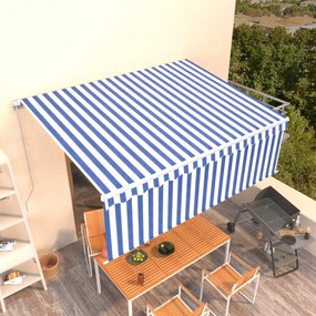 Tenda Sole Retrattile Manuale Con Parasole 4x3m Blu E Bianco /